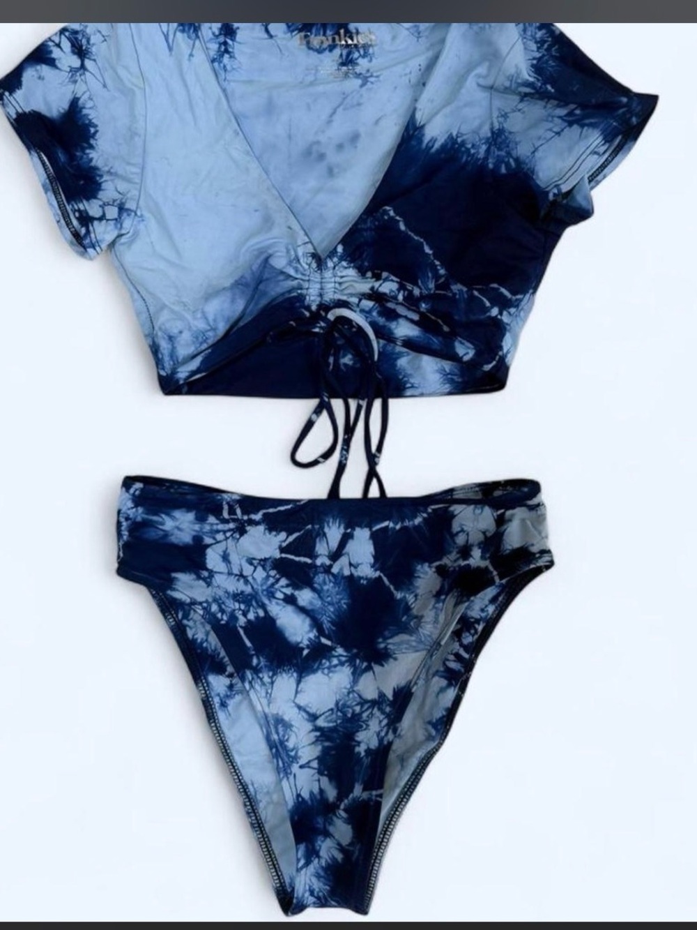 Frankie's Bikinis Navy and Light Blue Tie-Dye Two-Piece Bikini Set